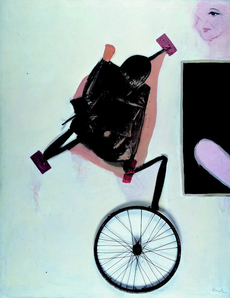 Tadeusz Kantor, Emballage IV, 1967, plecak, koło rowerowe, olej, płótno, wł. Muzeum Sztuki w Łodzi 