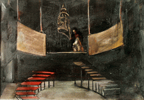 Scenery design for the staging of "Hamlet", 1956, from a private collection