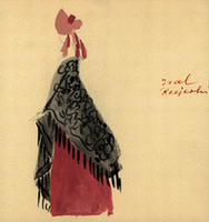 "Rozjerka's scarf," woman's costume design for the staging of "Summer in Nohant", 1955, the Archives of the Stary Theatre in Cracow