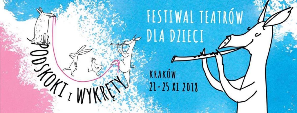 Grafika promująca festiwal Podskoki i wykręty.