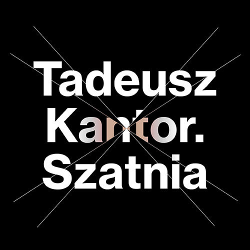 Biały napis na czarnym tle: Tadeusz Kantor. Szatnia
